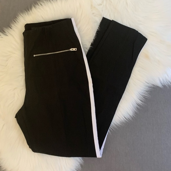 Rag & Bone Simone Pants- Black with White Tuxedo Stripe Sz 10 - Picture 4 of 4